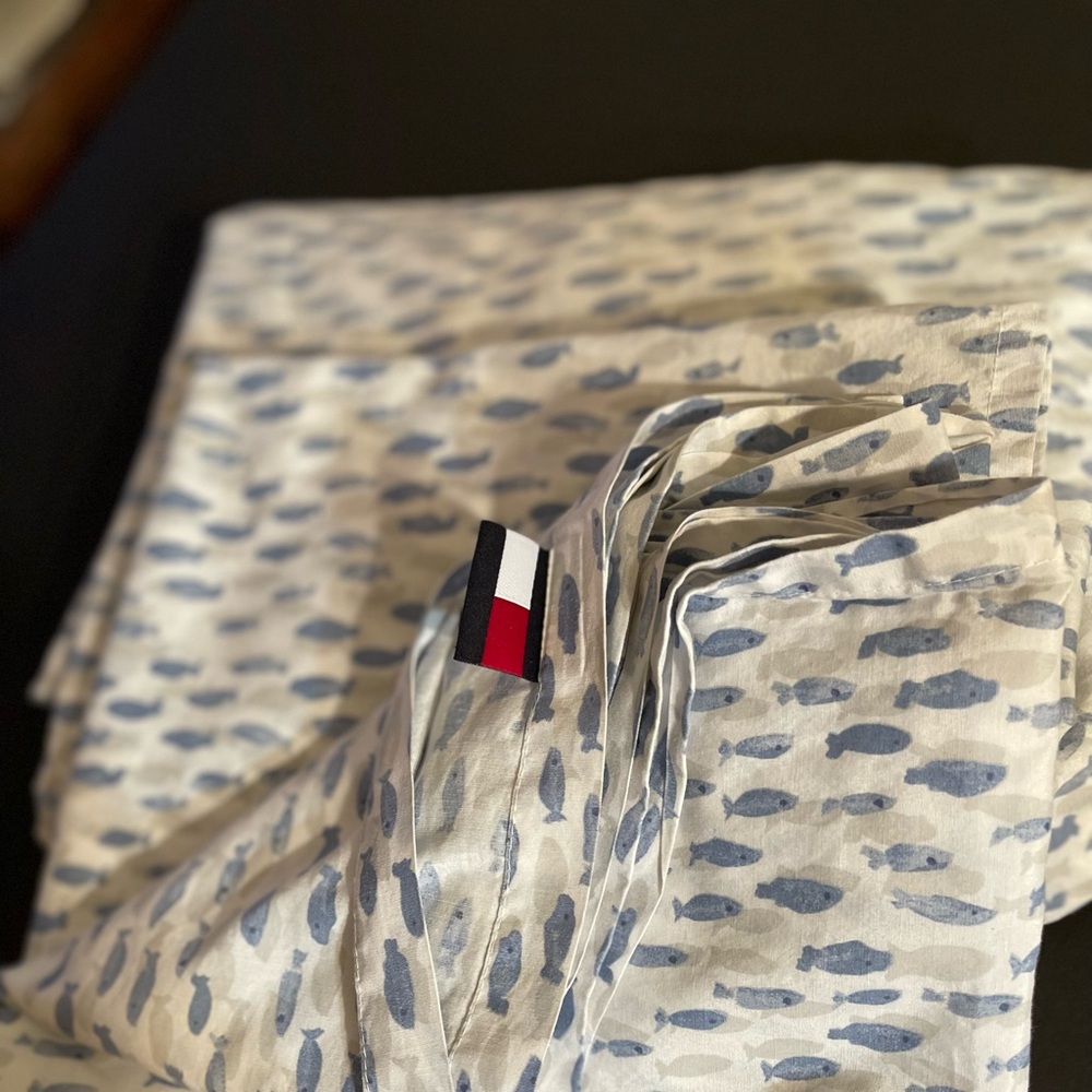 Tommy Hilfiger Blue Fish Pattern Bedding